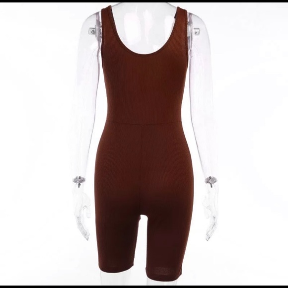 Ribbed Sleeveless Grey/Brown Jumpsuit - Picture 2 of 4